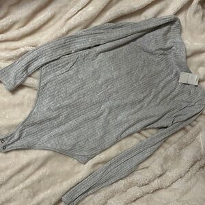 Abercrombie & Fitch Gray Ribbed Bodysuit